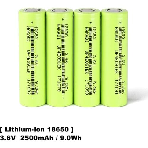 HAKADI 18650 3.7V 2500mAh Rechargeable Lithium-ion Battery 1C-3C Discharge For Energy Storage Solar Battery Flashlight MIni Fan