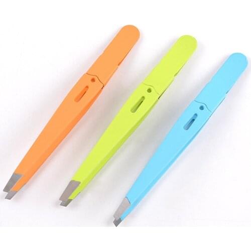 Eyebrow Tweezer Colorful Hair Beauty Fine Hairs Puller Stainless Steel Slanted Eye Brow Clips Removal Makeup Tools