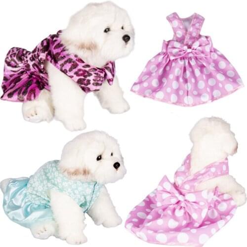 Pet Dog Dress Floral Princess Dress Bow Dress Dog Dress Wedding Dress Dog Supplies XS-XL
