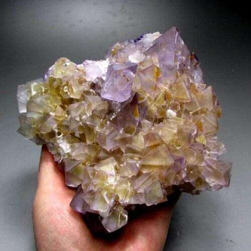 2100g Purple-Yellow Fluorite Cluster w/ Phantom - crystals and stones healing Mineral specimen Home Decor feng shui decoration