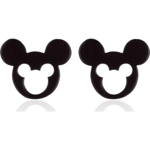 Cute Stainless Steel Double Mickey Stud Earrings For Kids Girl Birthday Gifts Cartoon Mouse Animal Earring Fashion Jewelry