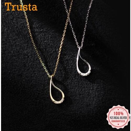 TrustDavis Real 925 Sterling Silver Fashion Water Drop Dazzling CZ Choker Necklace For Women Wedding Birthday Fine Jewelry DB116