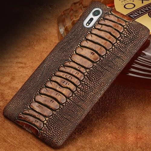 Cowhide ostrich foot texture phone case for Sony Xperia a2 custom made phone case Genuine leather Mobile phone back cover