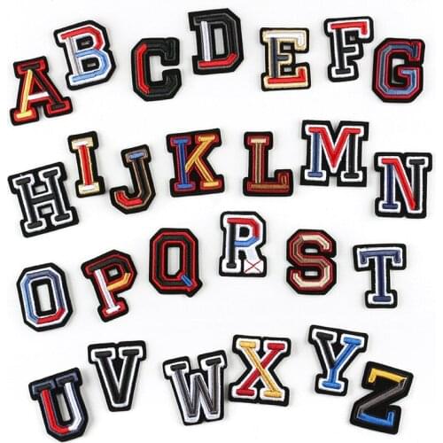 High Quality sew-on A-Z 26 English alphabet English letters Stereo Embroidery Dress Stickers Patches Letters Applique Parches