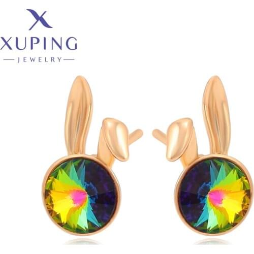 Xuping Jewelry Fashion New Arrival Lovely Gold Color Crystals Earrings for Women Baby Party Gift 000001015