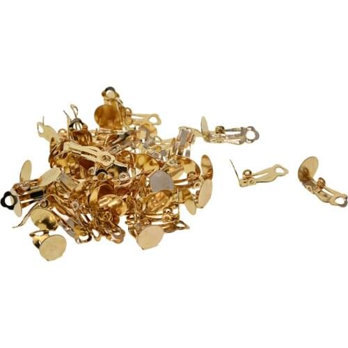 Prettyia 100pcs Earclip Parts with Tray Base Earrings Hook Settings Findings