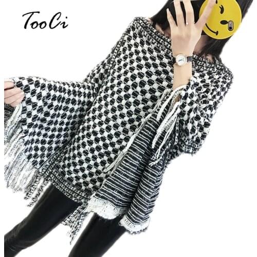 New Arrival Spring Women Sweater Lady Tassels Poncho Khaki Long Loose Large Size Coat Knitted Pullovers Knitted Cape Coat