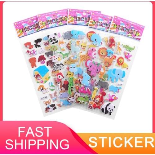 High Quality 1 Pc Bubble Stickers 3D Cartoon Princess Cars Animal Waterproof DIY Stickers Baby Toys For Children Boy Girl
