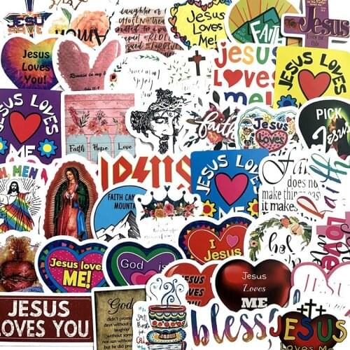 10/50pcs Jesus Christian Prayer Cartoon Stickers Toy Luggage PVC Sticker Motorcycle and Luggage Notebook Blessing Sticker
