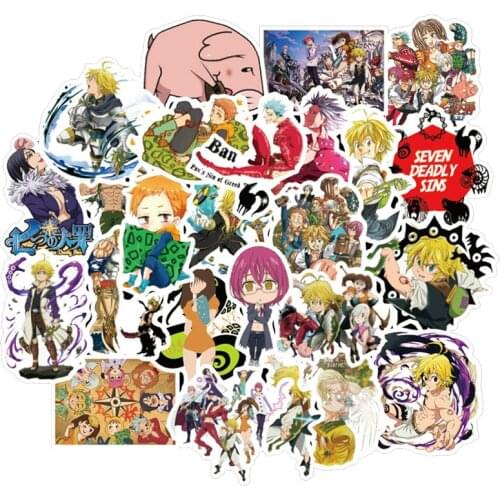 10/50pcs Japan Anime Seven Deadly Sins Stickers Waterproof for DIY Guitar Laptop PS4 Skateboard Kids Toys Sticker