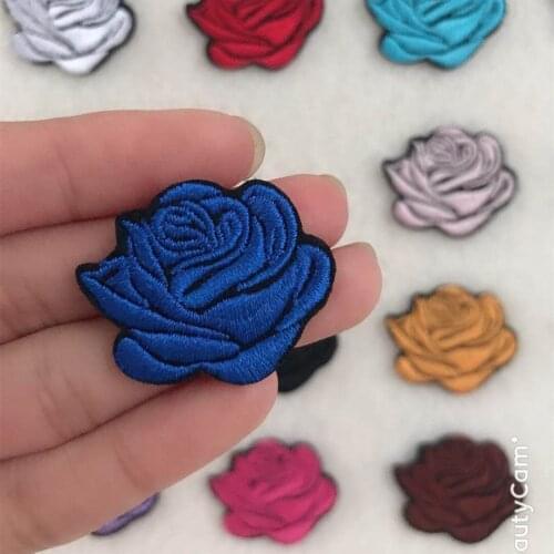 10pc Multicolor Small Rose Flowers Embroidery Iron Patches for Clothing Sticker on T-shirt Appliques Stripes Clothes Accessorie