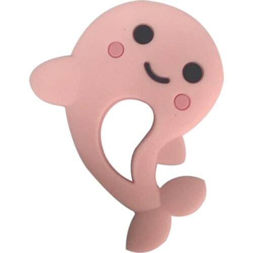 10pcs BPA Free Cartoon Dolphin Silicone Teether Food Grade Silicone Beads DIY Necklace Pendant Toys Accessories Baby Teethers
