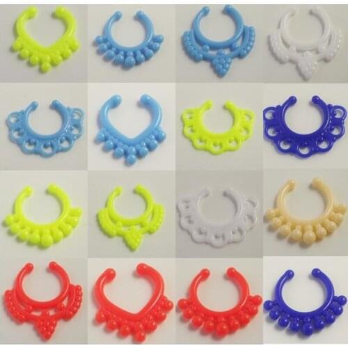 10pcs Mix Acrylic Neon Candy Nose Ring Clip Nose Fake Piercing Clip Stud Punk Goth False Hoop Earrings Septum Limited Edition