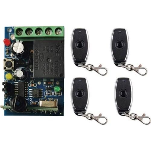 DC12V 24V 1CH 1 CH Wireless RF Remote Control Light Switch 10A Relay Output Radio Receiver Module+one-button metal Transmitter