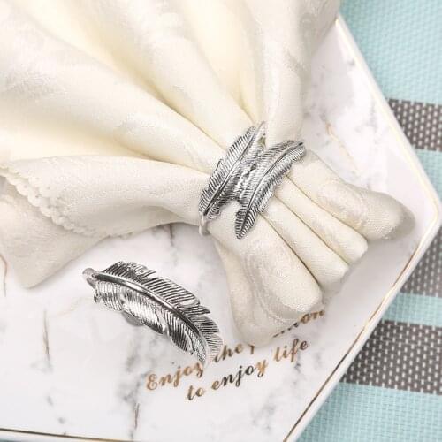 16pcs Alloy leaf napkin buckle Western buckle creative mouth towel ring napkin ring restaurant hotel napkin ring tableware