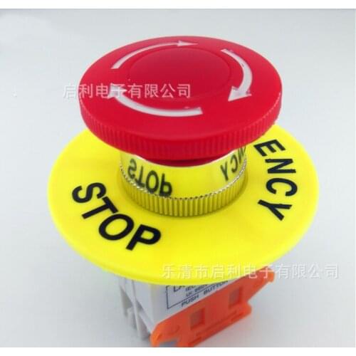 2pcs Red Mushroom Cap 1NO 1NC DPST Emergency Stop Push Button Switch AC 660V 10A Switch Equipment Lift Elevator Latching Self