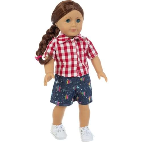 2020 New Short sleeve shorts Fit for American Girl Doll Clothes 18-inch Doll , Christmas Girl Gift(only sell clothes)