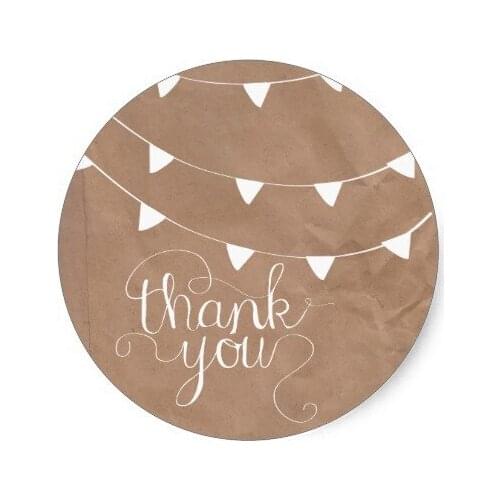 3.8cm Bunting Flag Cursive Thank You Sticker