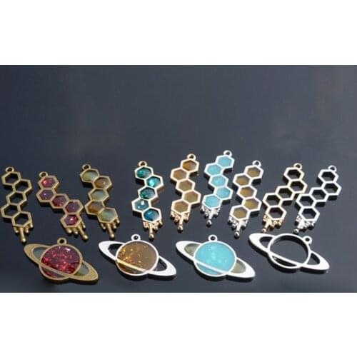 5Pcs Honeybee Planet UV Frame Pendant Open Bezel Setting UV Resin Jewelry DIY