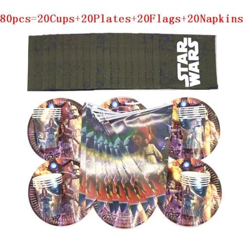 50/80 pcs Cartoon Star Wars Disposable Tableware sets Paper Napkins Banner Cup Plates Baby Shower Birthday Party Decoration