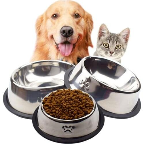 6 Sizes Of Stainless Steel Dog Bowl Non-Slip Dog Bowl Dog Food Bowl Pet Puppies Cat Bowl Feeder Water Bowl Pet Supplies