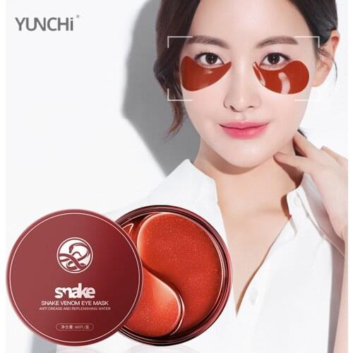 Snake Venom Eye Mask SYN-AKE Peptide Essence Mask Lighten Wrinkles Remove Black Circles Eliminate Edema Moisturizing Skin 60 Pcs