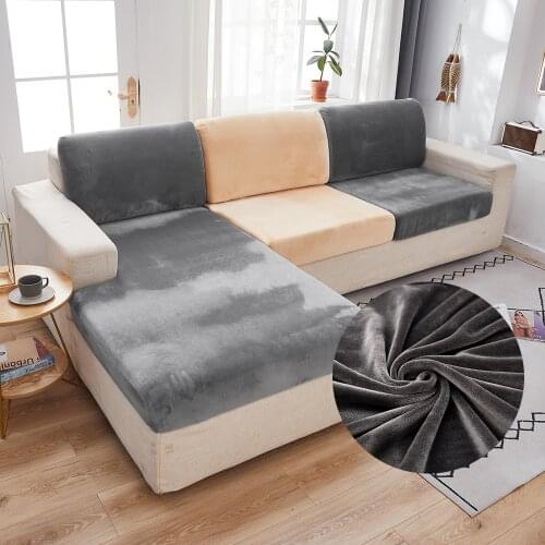 Airldianer Velvet Solid Color Sofa Cushion Covers for Living Room Elastic Sofa Funiture Protector Couch Cover Strenth Slipcovers