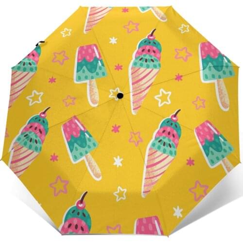 Automatic Umbrella Summer Icecream three-fold umbrella women men rain umbrella