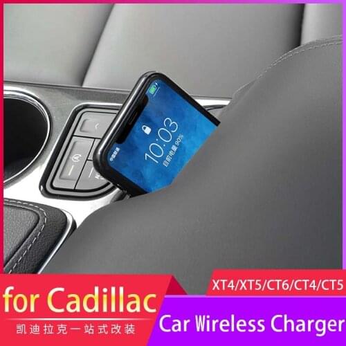 Car Wireless Charger For Cadilla XT4 XT5 CT4 CT5 CT6 Handrail case mobile phone Auto charger Accessories