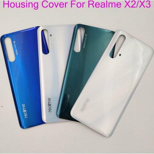 Original New Glass Back Battery Cover Housing Door Rear Battery Case For Oppo Realme X2/X3 With Camera Frame Glass Lens+Adhesive