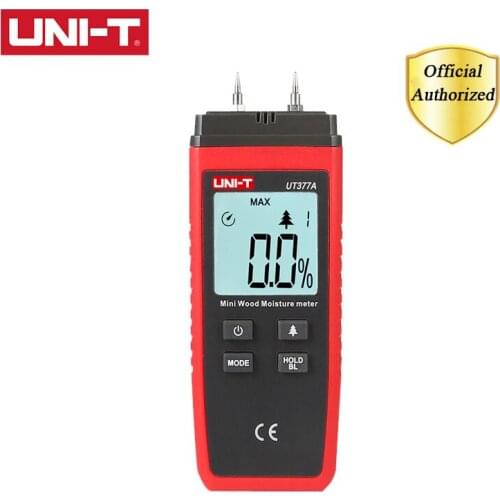 UNI-T UT377A Digital Wood Moisture Meter Hygrometer Humidity Tester for Paper Plywood Wooden Materials Hand-held LCD Detector