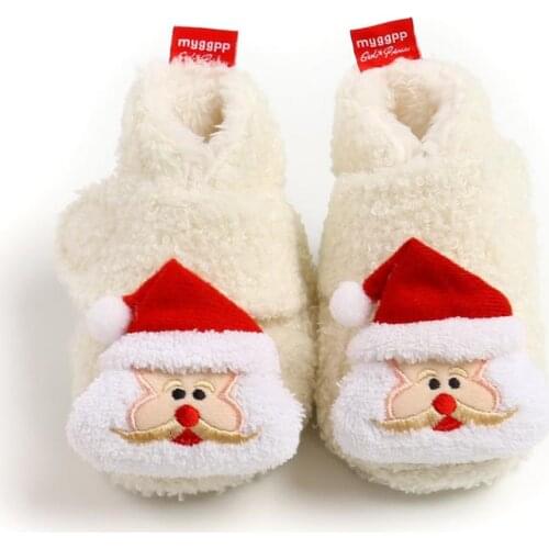 Baby Shoes Cartoon Christmas Cotton Shoes Baby Warm Shoes Soft Bottom Non-slip Toddler Shoes 3D Doll Decoration First Walkers