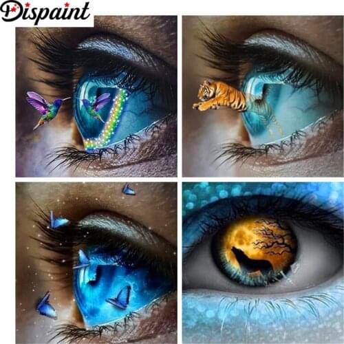 Dispaint "Eye Tiger bird scenery" Diamond Painting 5D Full Square/Round Drill Home Decor DIY Diamond Embroidery Cross Stitch