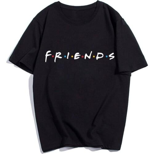 Harajuku Friends Print Black T-Shirt Women Casual O-neck Short Sleeve Summer Tops Tees Korean Hipster Streetwear Female T Shirts
