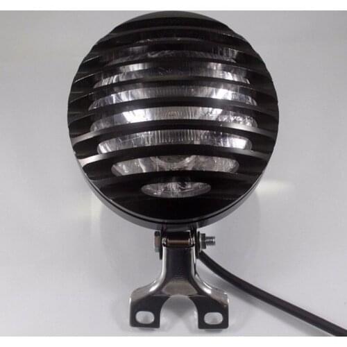 Grill Bottom Mount Motorcycle Headlight Cruiser Chopper Cafe Rat Bobber Retro CB