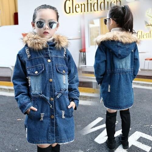 Teenage Kids Winter Warm Girls Denim Jacket Velvet 2020 Fashion Girl Jean Jackets 2020 for 4 5 6 7 8 9 11 12 Years Children
