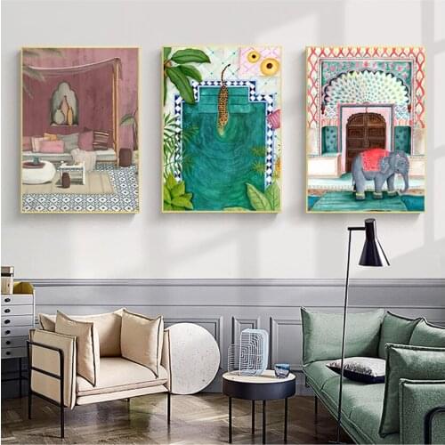 Morocco Cheetah Llama Leopard Jungle Nordic Posters and Prints Wall Art Canvas Painting Wall Picture for Living Room Home Decor