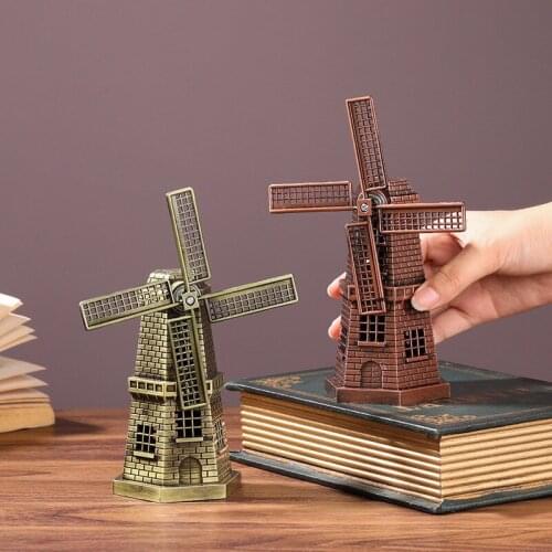 European style metal crafts Dutch windmill model ornaments creative home decoration office desktop furnishings