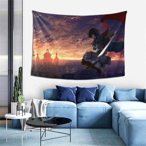 Mikasa Home Tapestry Attack On Titan SnK Anime Background Hanging Blanket Wall Arts Decor Aesthetic Gobelin