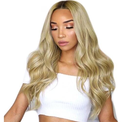 Fashion Wigs Middle Part Long Natural Curly Wavy Wigs Heat Resistant Synthetic Hair Replacement Wig For Women