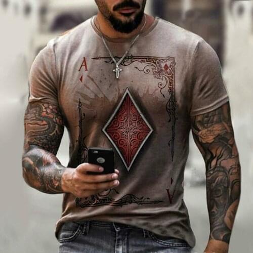 Mens T-shirt 2021 new square diamond skull card printing summer casual short-sleeved long-sleeved T-shirt hot style fashion
