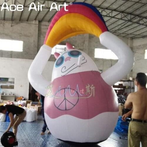 Inflatable cat cartoon model holding rainbow for advertising inflatable cartoon cat replica for German