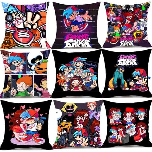 Friday Night Funkin Cushion Cover Decoration FNF Anime Pillowcase Cartoon Printed Short Plush Pillow Cover Children Bedroom Gift
