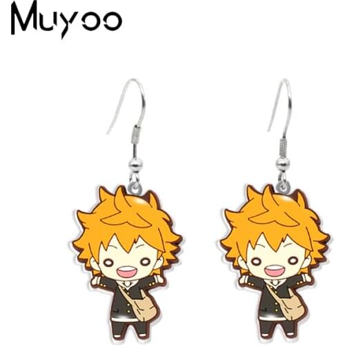 New Anime Haikyuu!! Volley Ball Boys Epoxy Acrylic Dangle Earring Volleyball Boys Cartoon Characters Resin Acrylic Stud Earrings