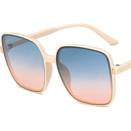 Oversized Square Frame Women Men Sunglasses Blue Pink Lens UV400 Eye Protection Girl Sexy Ladies Fashion Outdoor Eyewear