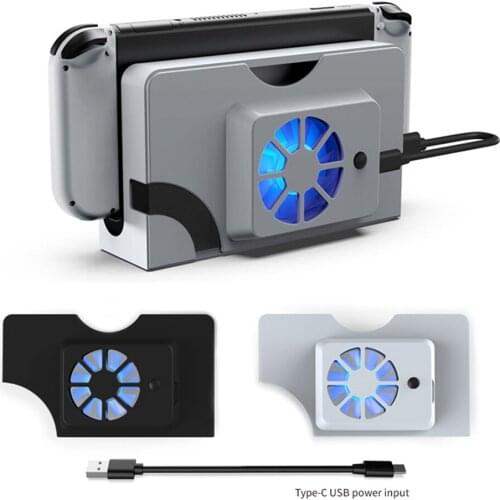 For Switch OLED Cooling Fan Host Base Cooler Turbo Temperature Radiator With USB Type-C Cable For NS Switch OLED Accessories