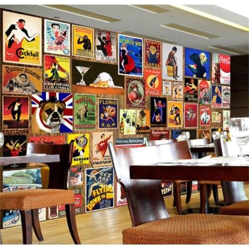 Personalized fashion star poster large fresco retro wallpaper costume shop bar coffee shop salon leisure wallpaper