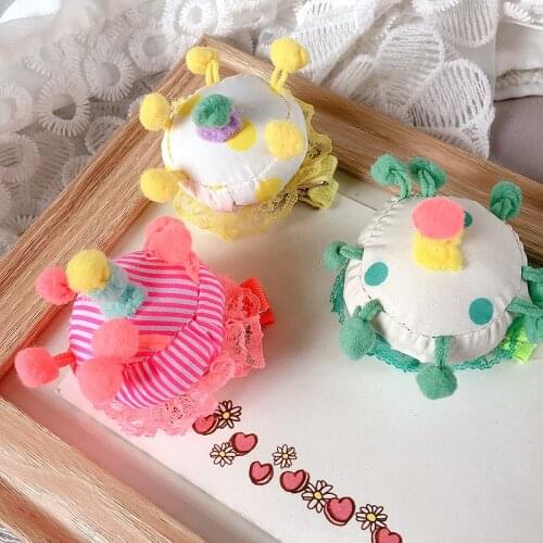 1pc Boutique Fashion Cute Birthday Cake Headbands Pom Pom Cupcake Soft Hairbands Party Headwear Princess Hair Accessories
