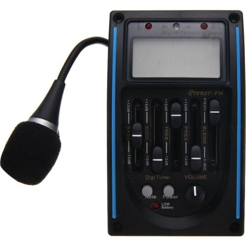 1 Set 5-Band Acoustic Guitar Preamp EQ Equalizer Piezo Pickup LCD Tuner with Microphone Guitar Accessories