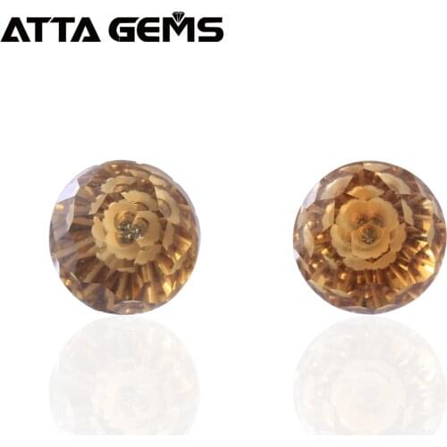 18K Rose Gold Natural Citrine Stud Earring for Women Wedding Engagement Jewelry 5.28 Carats Natural Citrine Crystal Firework Cut